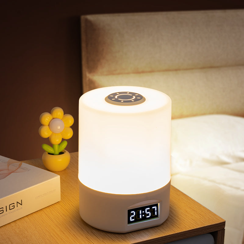 Rechargeable Smart Night Light – 3-Color Touch LED Bedside Lamp with Digital Clock