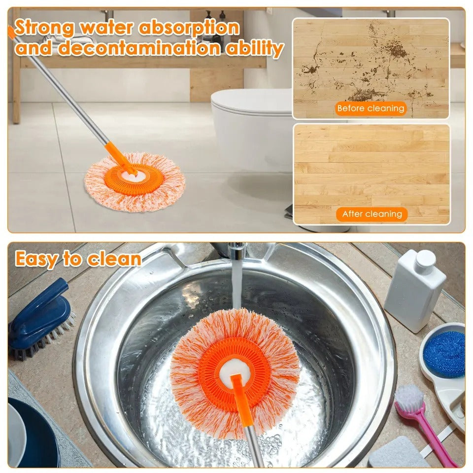 360° Rotating Microfiber Floor Mop – Adjustable Extendable Handle | Round Spin Mop for Home & Floor Cleaning