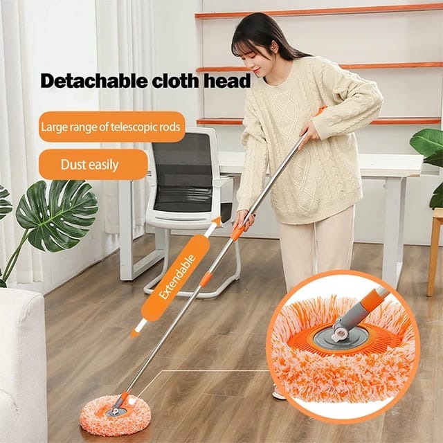 360° Rotating Microfiber Floor Mop – Adjustable Extendable Handle | Round Spin Mop for Home & Floor Cleaning