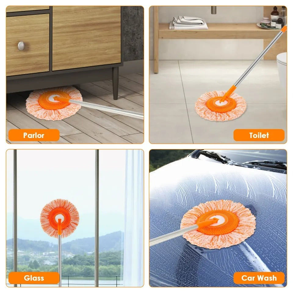 360° Rotating Microfiber Floor Mop – Adjustable Extendable Handle | Round Spin Mop for Home & Floor Cleaning