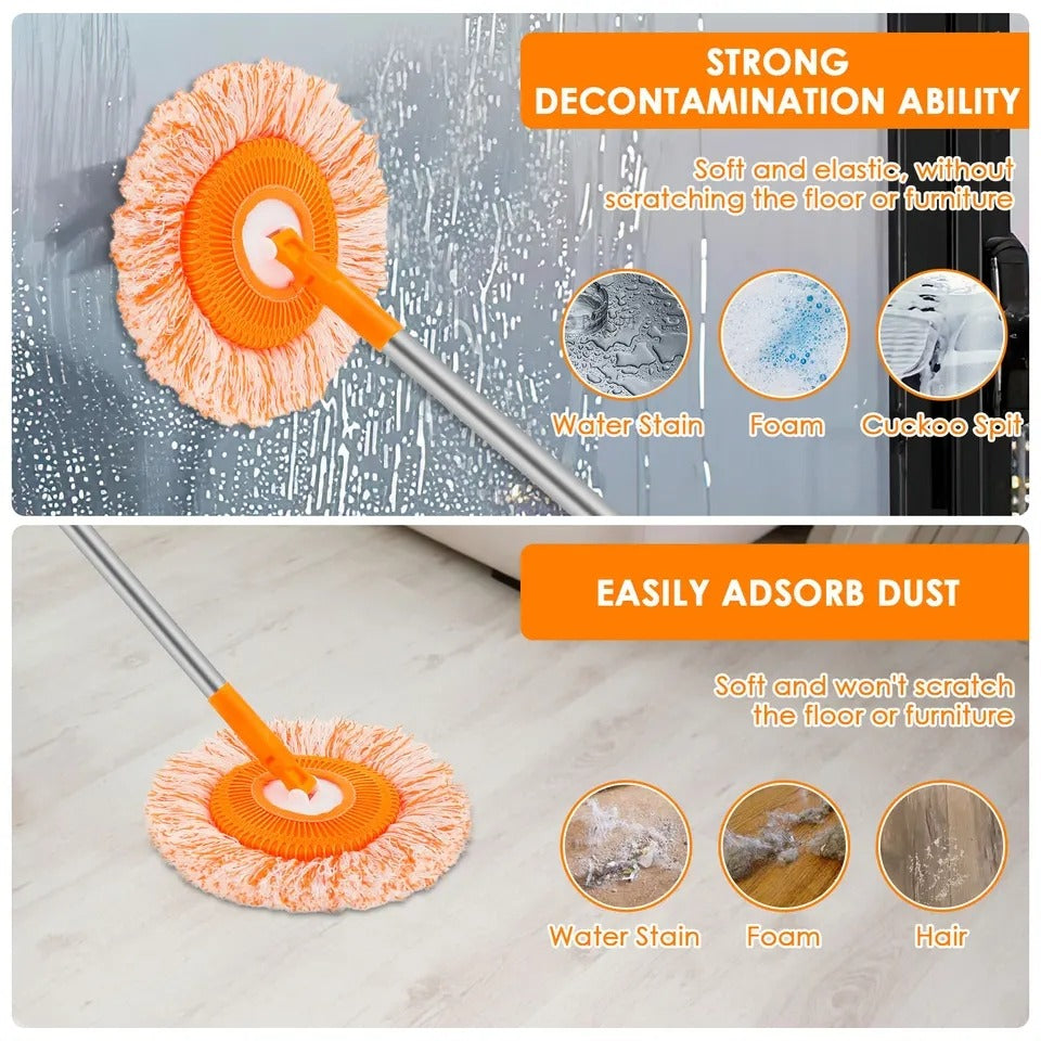 360° Rotating Microfiber Floor Mop – Adjustable Extendable Handle | Round Spin Mop for Home & Floor Cleaning