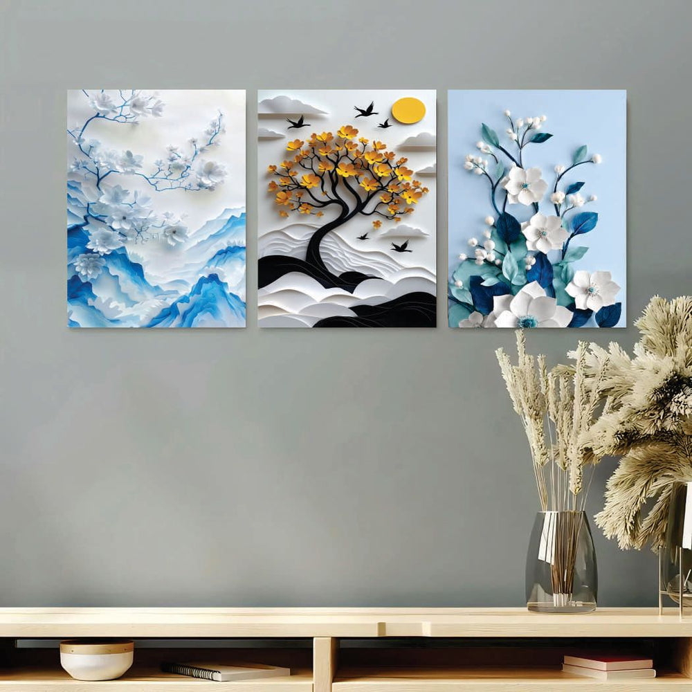 Set of 3 Premium Wall Art Photo Tiles – Modern Home Décor | 8×11 Inch Decorative Picture Tiles