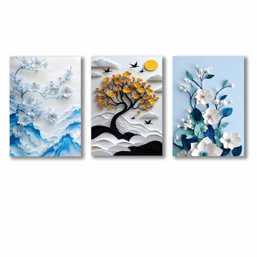 Set of 3 Premium Wall Art Photo Tiles – Modern Home Décor | 8×11 Inch Decorative Picture Tiles