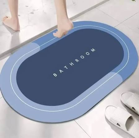 Non-Slip Bathroom Floor Mat 39x59cm – Waterproof Oval Washroom Rug, Quick-Dry Anti-Slip Bath Mat