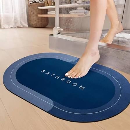 Non-Slip Bathroom Floor Mat 39x59cm – Waterproof Oval Washroom Rug, Quick-Dry Anti-Slip Bath Mat