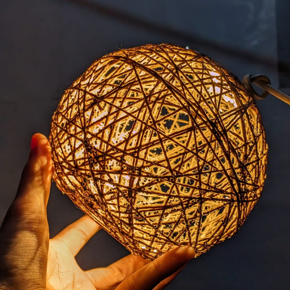 String Ball Lamp – Decorative Hanging Light, Boho Home Decor & Cozy Room Lighting