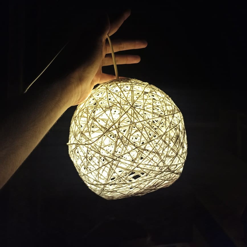 String Ball Lamp – Decorative Hanging Light, Boho Home Decor & Cozy Room Lighting