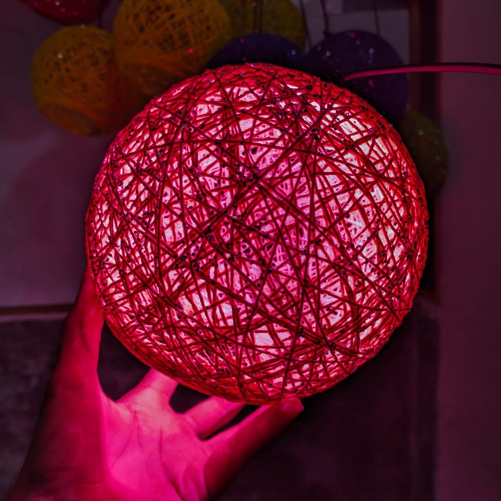 String Ball Lamp – Decorative Hanging Light, Boho Home Decor & Cozy Room Lighting