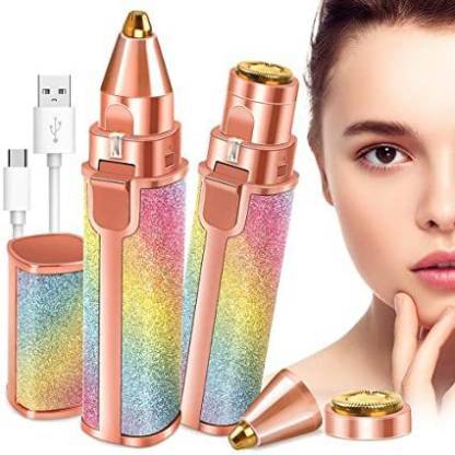 2-in-1 Eyebrow & Facial Hair Trimmer for Women – USB Rechargeable Flawless Brow & Upper Lip Trimmer with Cleaning Brush