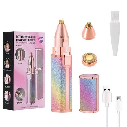 2-in-1 Eyebrow & Facial Hair Trimmer for Women – USB Rechargeable Flawless Brow & Upper Lip Trimmer with Cleaning Brush