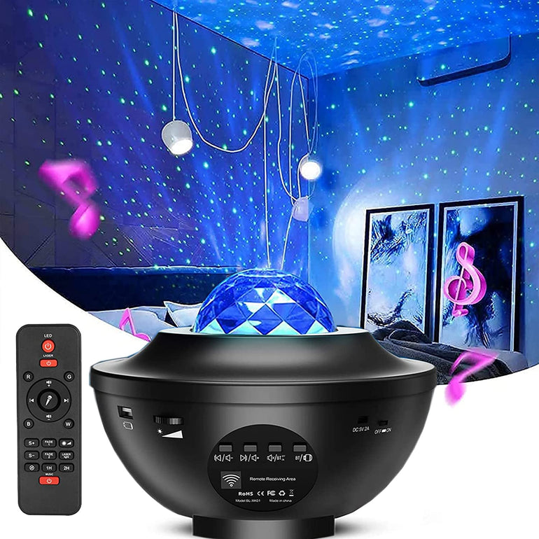 Colorful Galaxy Star Projector Night Light with Bluetooth Speaker, USB Music Player & Romantic Starry Sky Lamp
