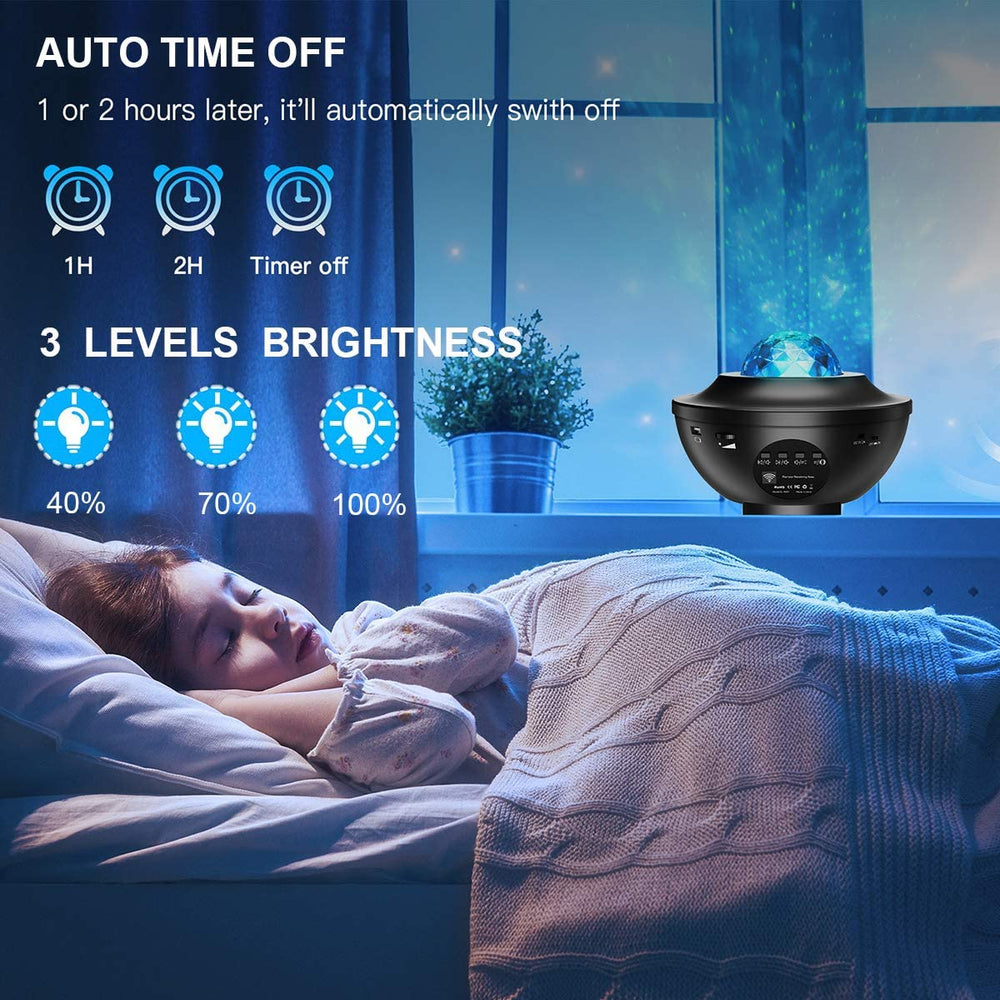 Colorful Galaxy Star Projector Night Light with Bluetooth Speaker, USB Music Player & Romantic Starry Sky Lamp