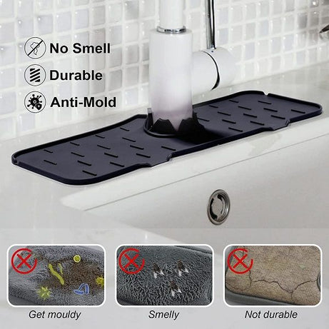 Silicone Kitchen Sink Splash Guard Mat – Faucet Water Catcher, Sink Organizer, Countertop Protector & Kitchen Accessories