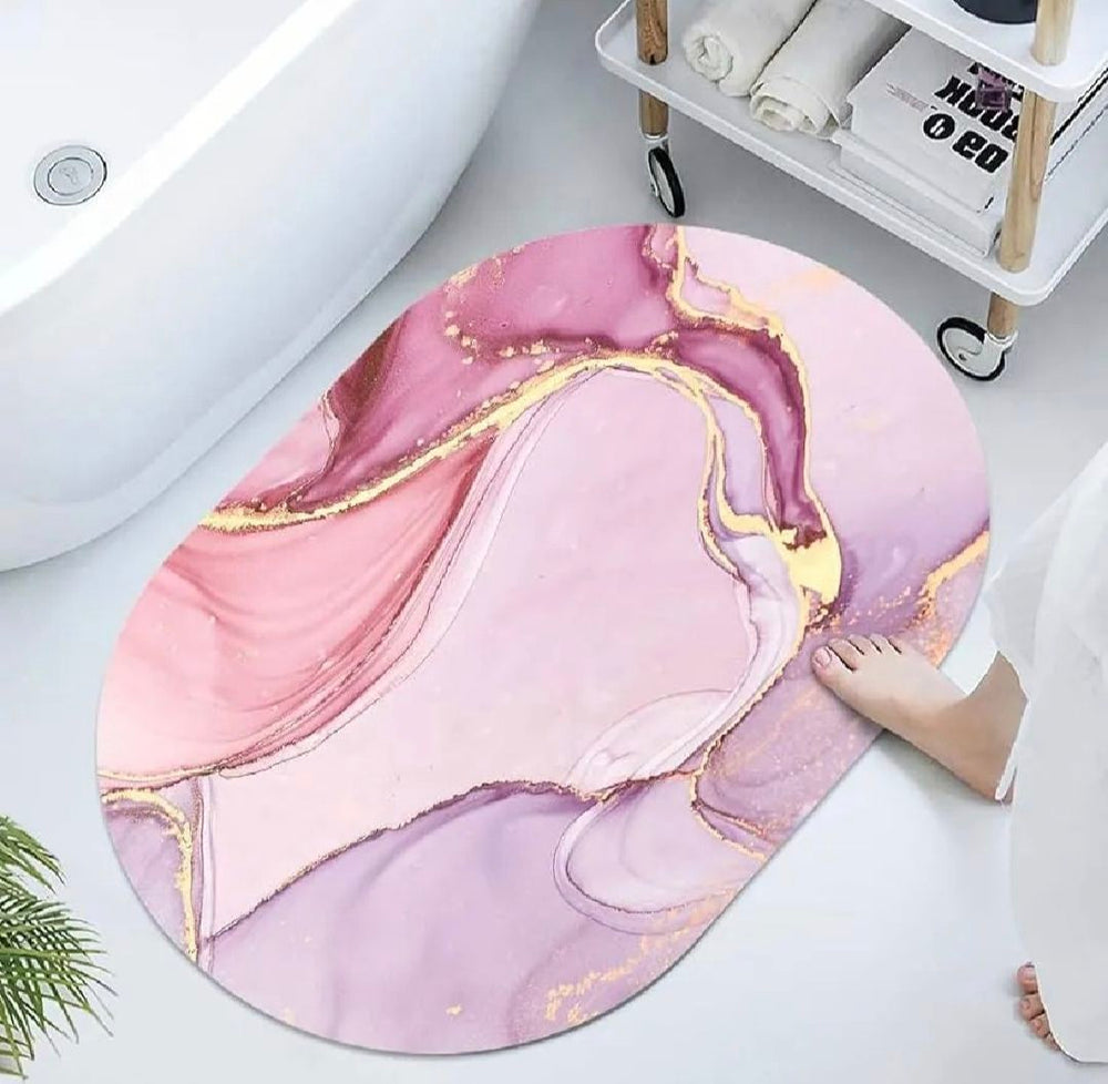 Modern Abstract Marble Bathroom Floor Mat 39×59cm – Non-Slip Waterproof Bath Rug, Stylish Washroom & Home Decor Mat