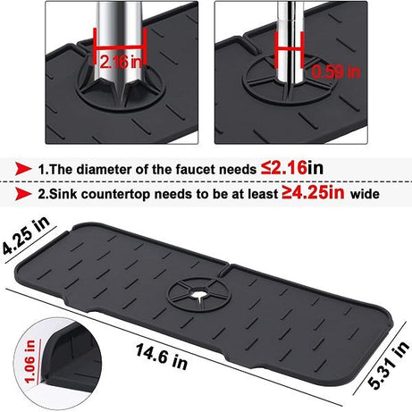 Silicone Kitchen Sink Splash Guard Mat – Faucet Water Catcher, Sink Organizer, Countertop Protector & Kitchen Accessories