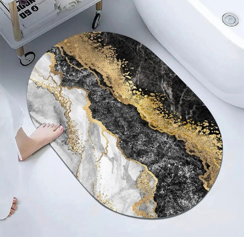 Modern Abstract Marble Bathroom Floor Mat 39×59cm – Non-Slip Waterproof Bath Rug, Stylish Washroom & Home Decor Mat