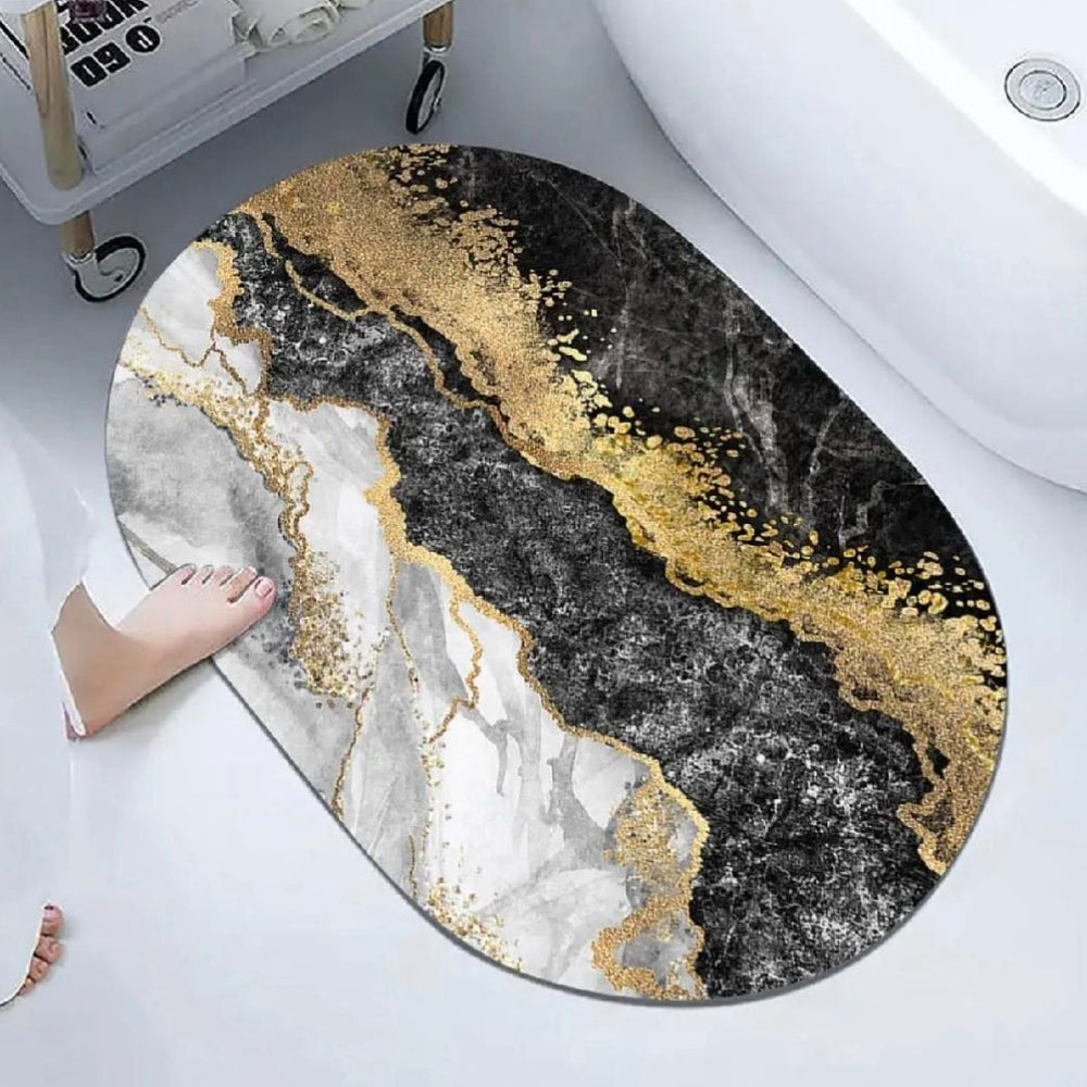 Modern Abstract Marble Bathroom Floor Mat 39×59cm – Non-Slip Waterproof Bath Rug, Stylish Washroom & Home Decor Mat