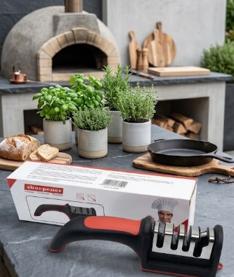 Professional 3-Stage Kitchen Knife Sharpener – Easy & Safe Knife Sharpening