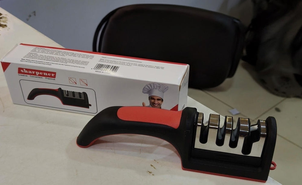 Professional 3-Stage Kitchen Knife Sharpener – Easy & Safe Knife Sharpening