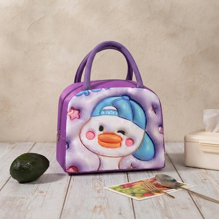 Cute Cartoon Duck Insulated Lunch Bag – Thermal Food Storage Tote, Reusable Lunch Box Bag & Portable Meal Carrier