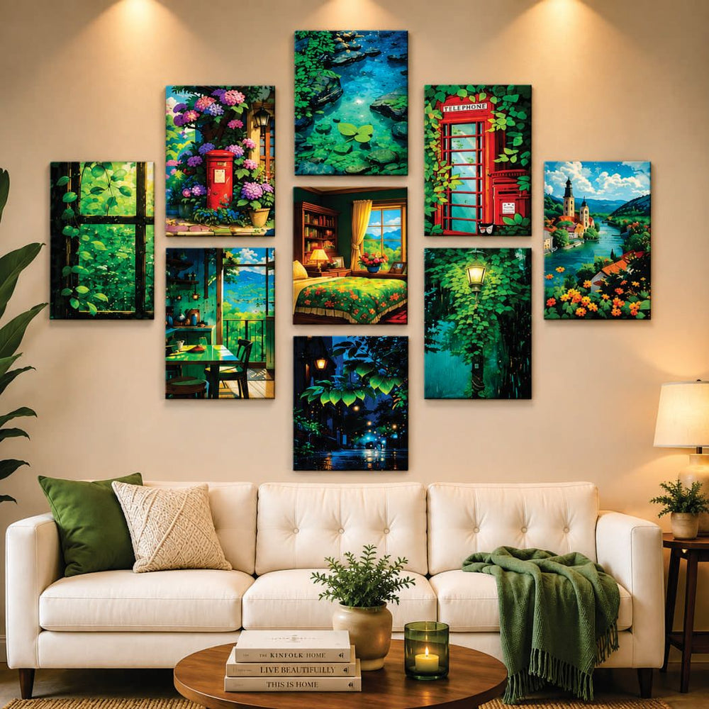 Set of 9 Premium Wall Art Photo Tiles – Modern Wall Decor, Decorative Picture Panels & Home Decoration 8×11