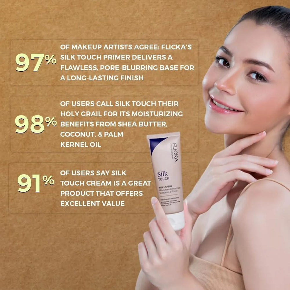 Flicka Silk Touch Milk Cream Primer & Moisturizer 60g – Hydrating Face Cream for Silky Smooth Skin & Long-Lasting Makeup