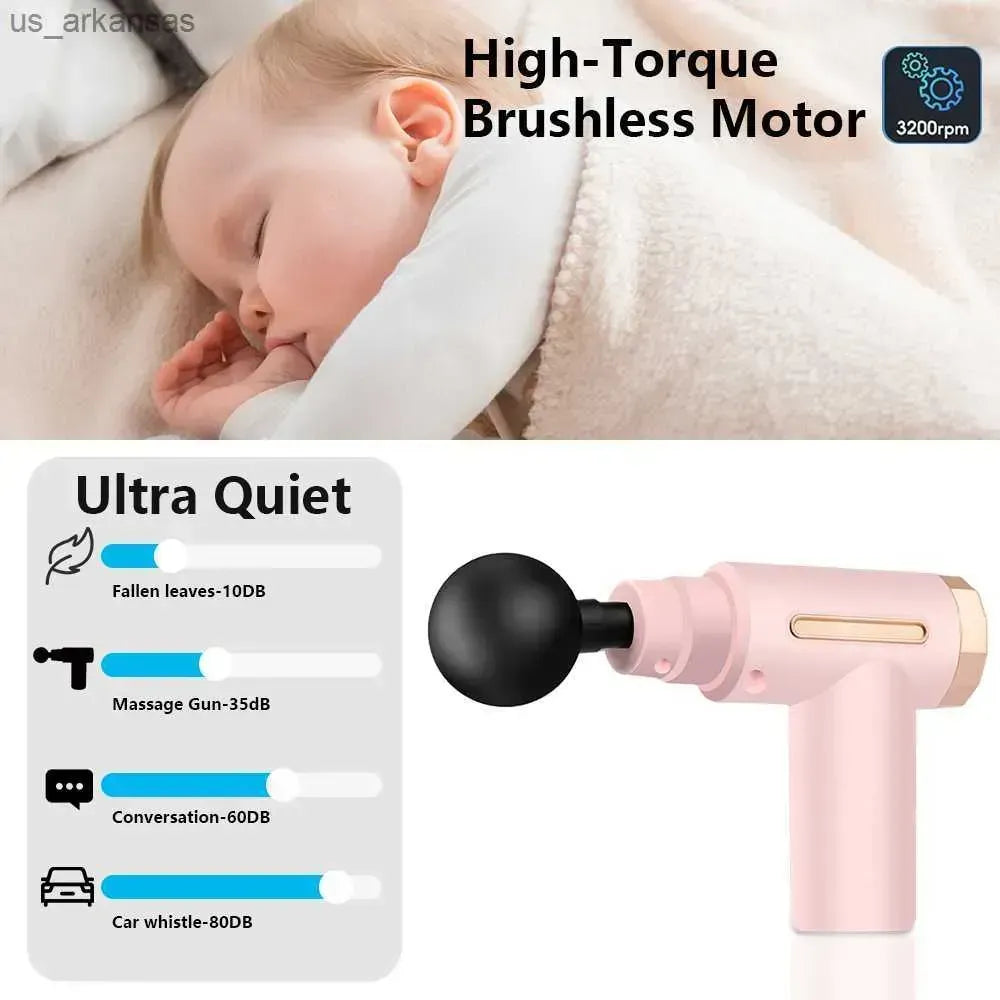 Smart Quiet Massage Gun – Deep Tissue Muscle Massager with 4 Interchangeable Heads for Athletes & Home Use