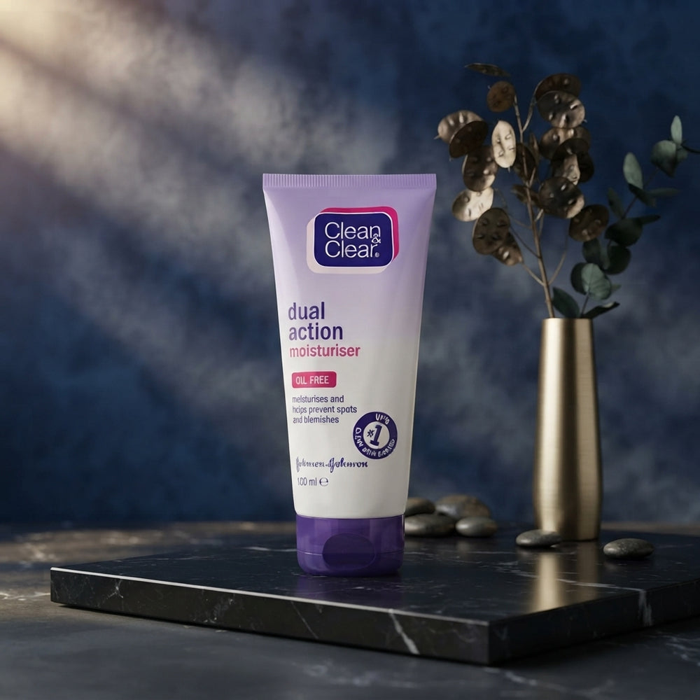Clean & Clear Dual Action Moisturizer 100ml – Oil-Free Spot Fighting Face Moisturizer for Hydrated & Clear-Looking Skin