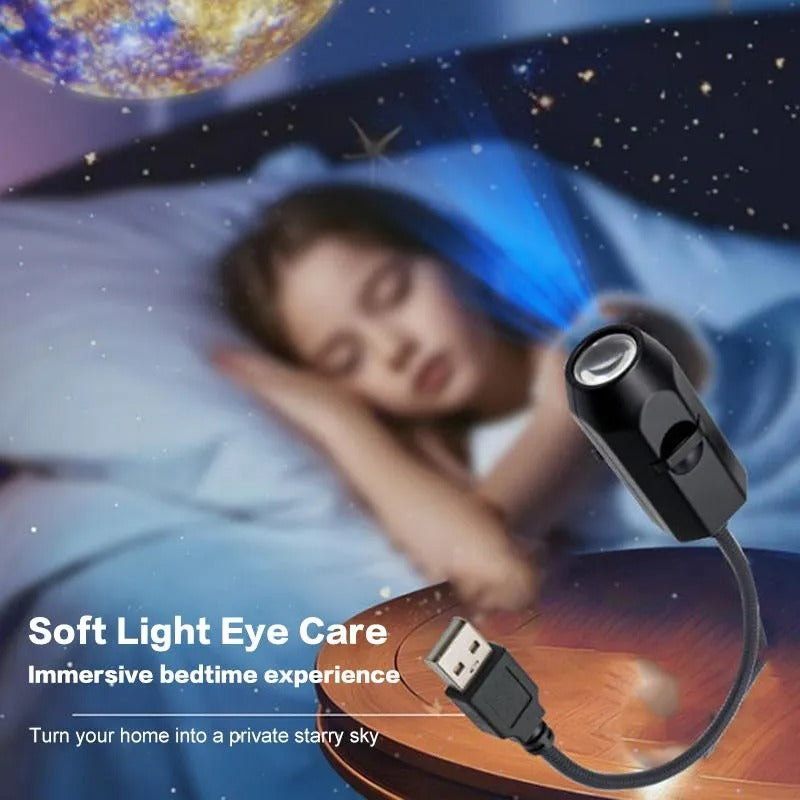 USB Moon & Earth Projector Lamp – 6 Lens Starry Sky Galaxy Projection Night Light