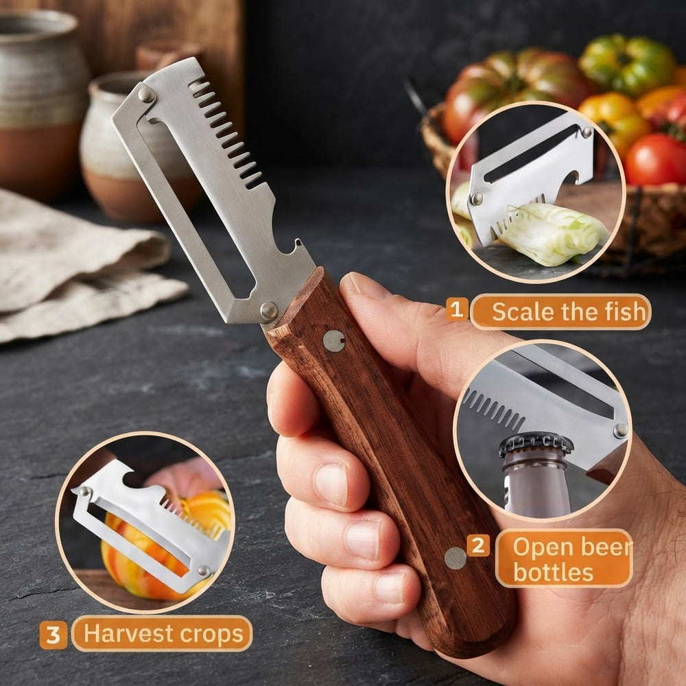 Wooden Handle Kitchen Peeler Set – 3 in 1