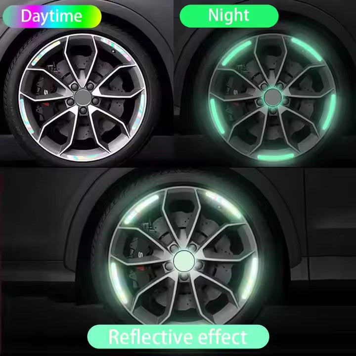 20PCS Luminous Car Wheel Rim Stickers – Reflective Glow Strips