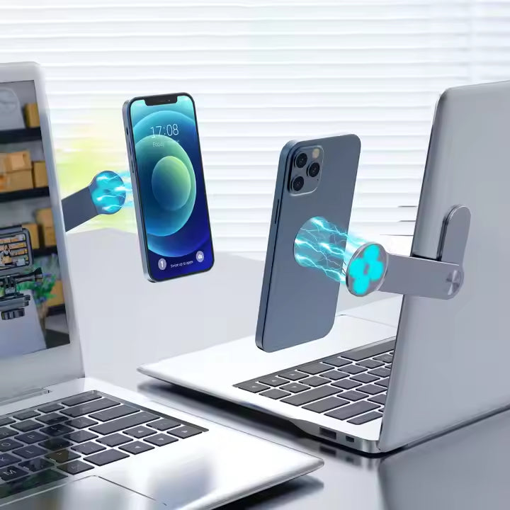 Magnetic Laptop Phone Stand – Foldable Aluminum Phone Holder