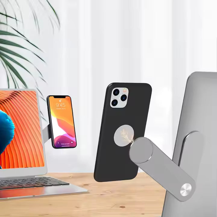 Magnetic Laptop Phone Stand – Foldable Aluminum Phone Holder