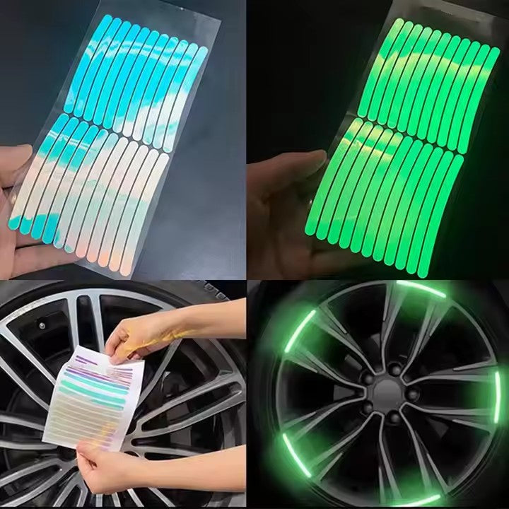 20PCS Luminous Car Wheel Rim Stickers – Reflective Glow Strips