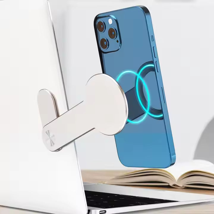 Magnetic Laptop Phone Stand – Foldable Aluminum Phone Holder